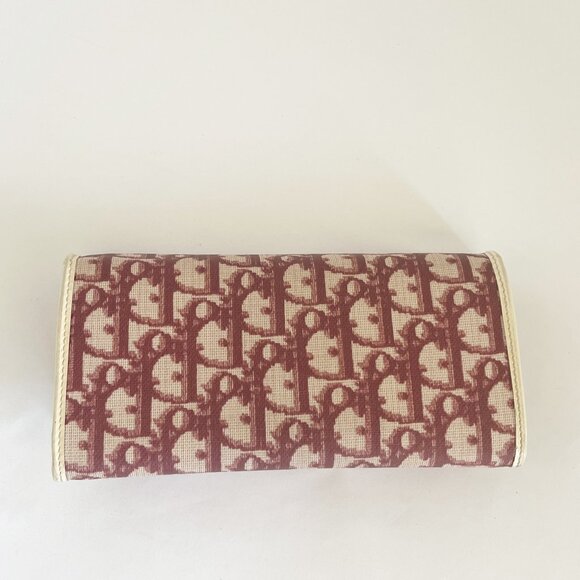 DIOR #1 Wallet by John Galliano Red Trotter Long Canvas Leather - Picture 4 of 16
